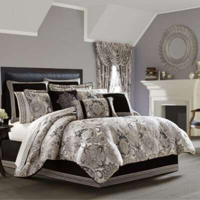 Guiliana Silver Black 4-Piece Comforter Set By J Queen Comforter Sets By J. Queen New York