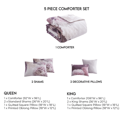 Bebejan Bloom 100% Cotton Sateen 5-Piece Reversible Comforter Set Comforter Sets By Bebejan